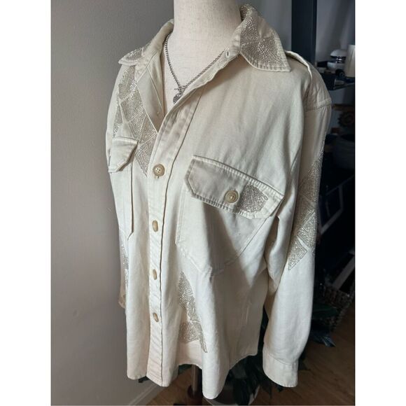 POLO RALPH LAUREN WESTERN EMBELLISHED BEADED EPAULETTES L/S SHIRT WOMENS S - Picture 1 of 7